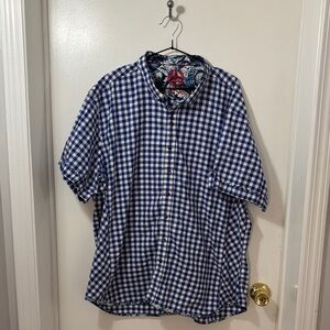 Men's Blue and White Checkered Casual Shirt